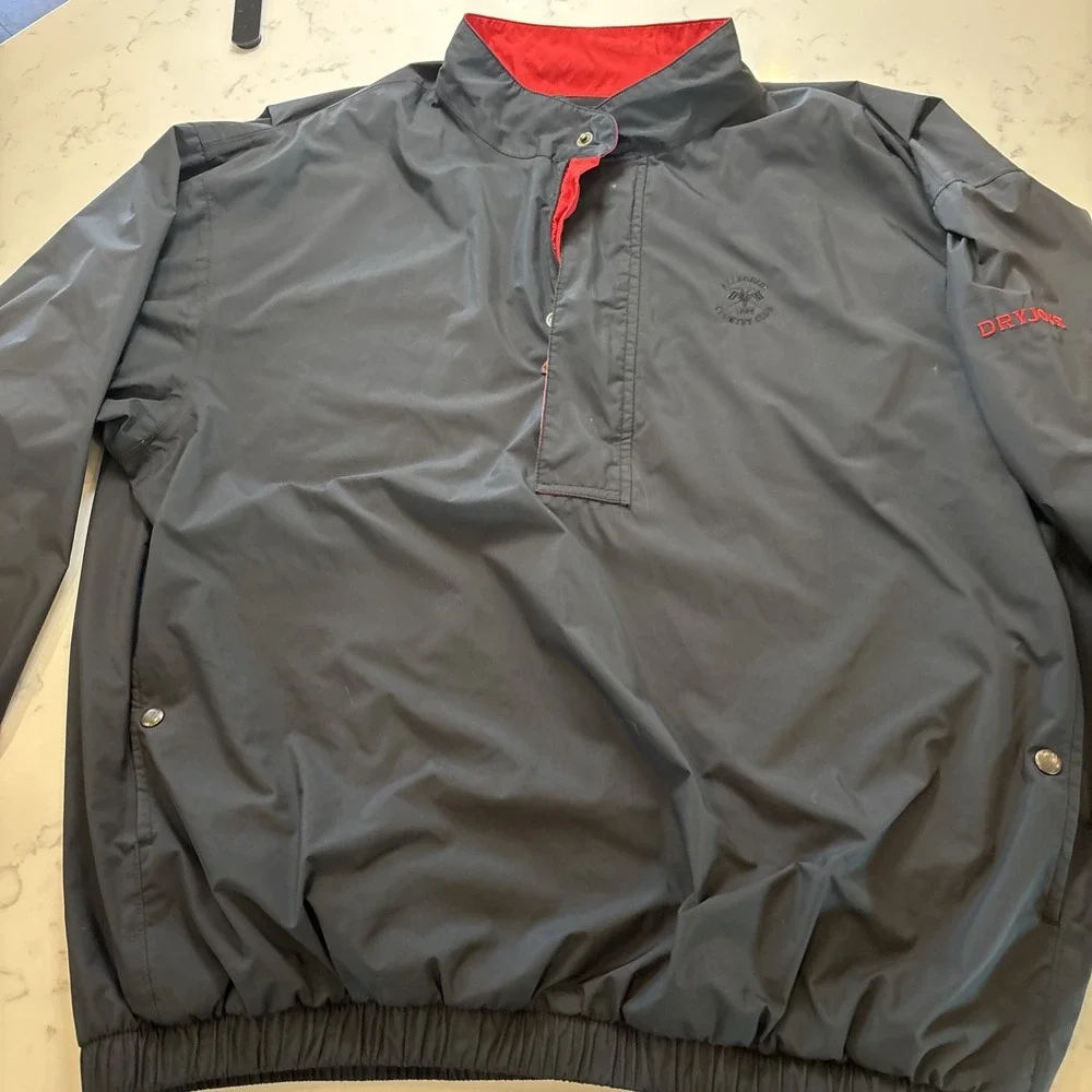 Footjoy Dryjoys Golf Waterproof 1/2 Zip Snap‎ Allegheny Country Club Black SZ LG